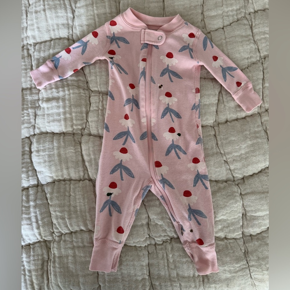 Hanna Andersson Pink Floral Print One-Piece